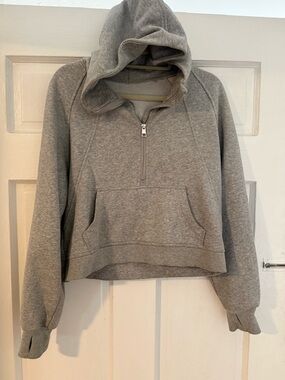 Cropped Gray Half-Zip Hoodie for Women